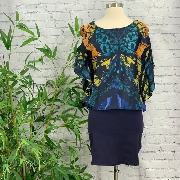 Express Dresses & Skirts - 🎉Express Navy Blue w/ Butterfly Design Dress